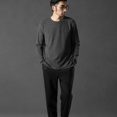 创设计磨毛直筒裤宽松百搭毛呢长裤