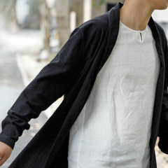 原创设计棉麻薄风衣中国风麻料